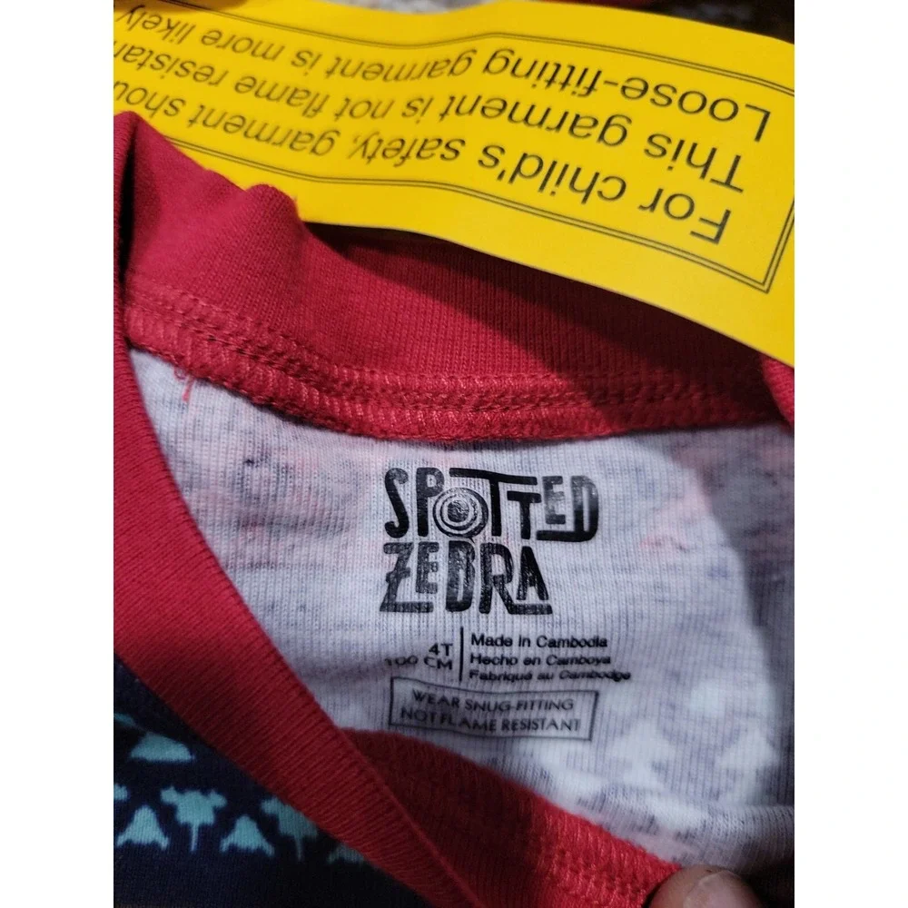Lot Of 2 Size 4T Spotted Zebra‎ Holiday Style Pajama Outfits (2Pants & 2Tops)